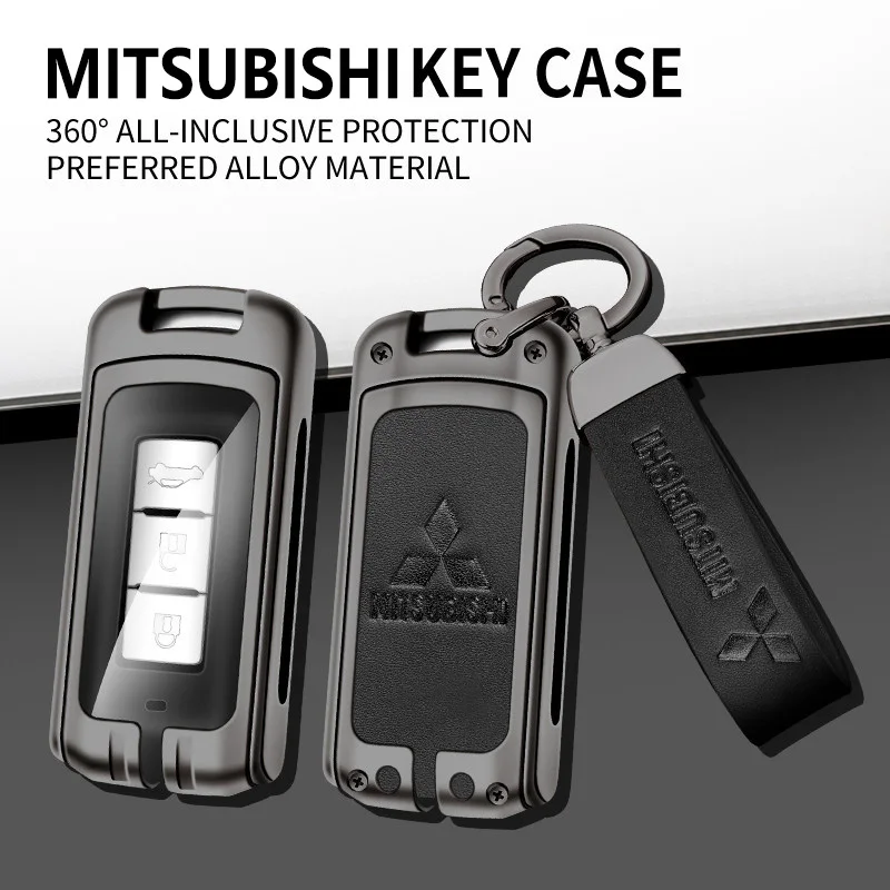 

Zinc Alloy Leather Car Remote Key Case Cover Protection Shell Holder For Mitsubishi Pajero 3 Outlander III 2013-2019 ASX 2020