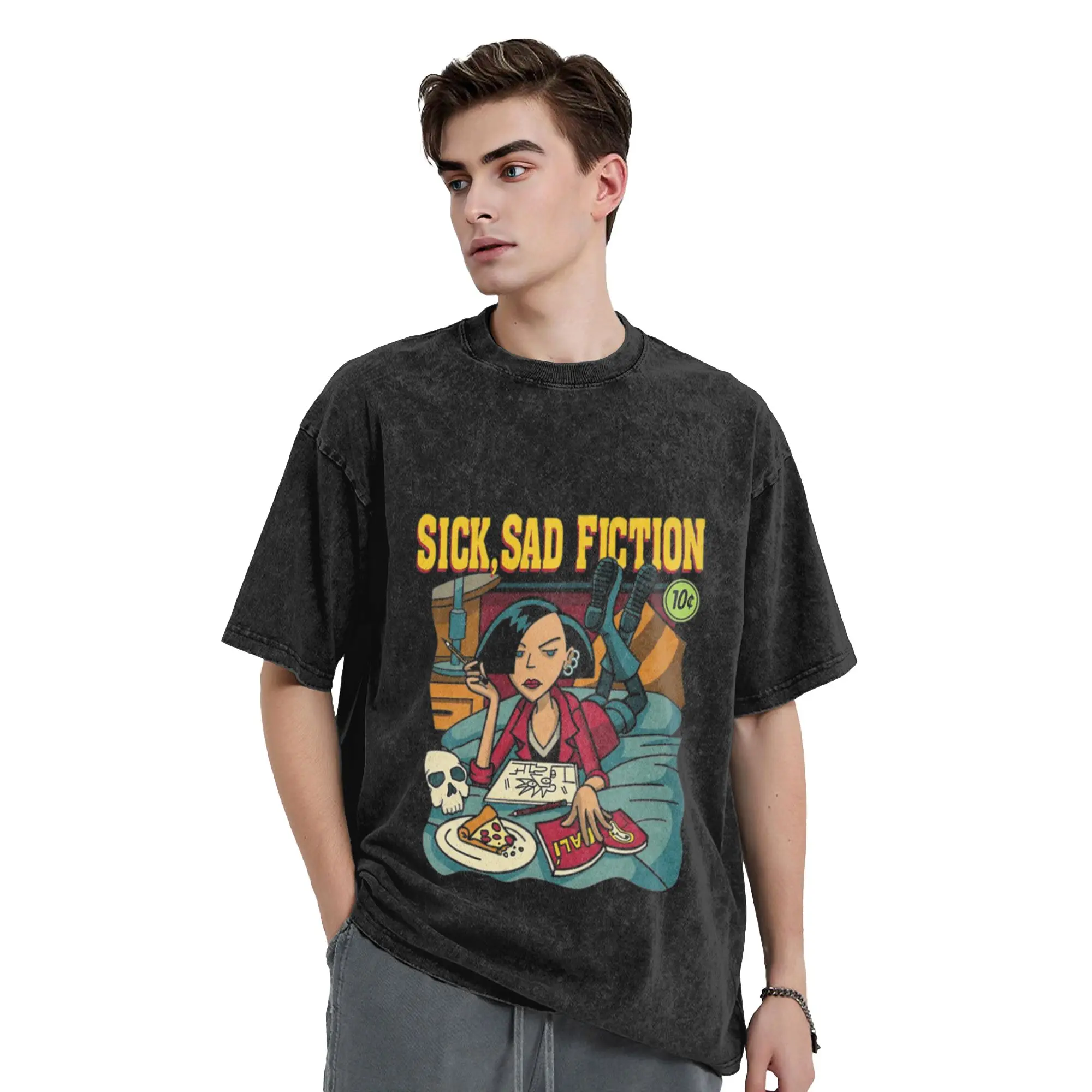 SICK  SAD FICTION - JANE LANE Unique Comfort A T-Shirt Oversized Short Sleeve Men's Women's Cotton Tees Tops