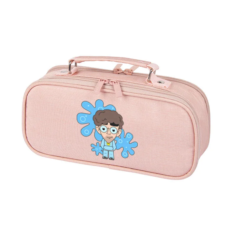 Estuche de lápices Kawaii de dibujos animados para niñas, bolsa de lona de gran capacidad, suministros escolares