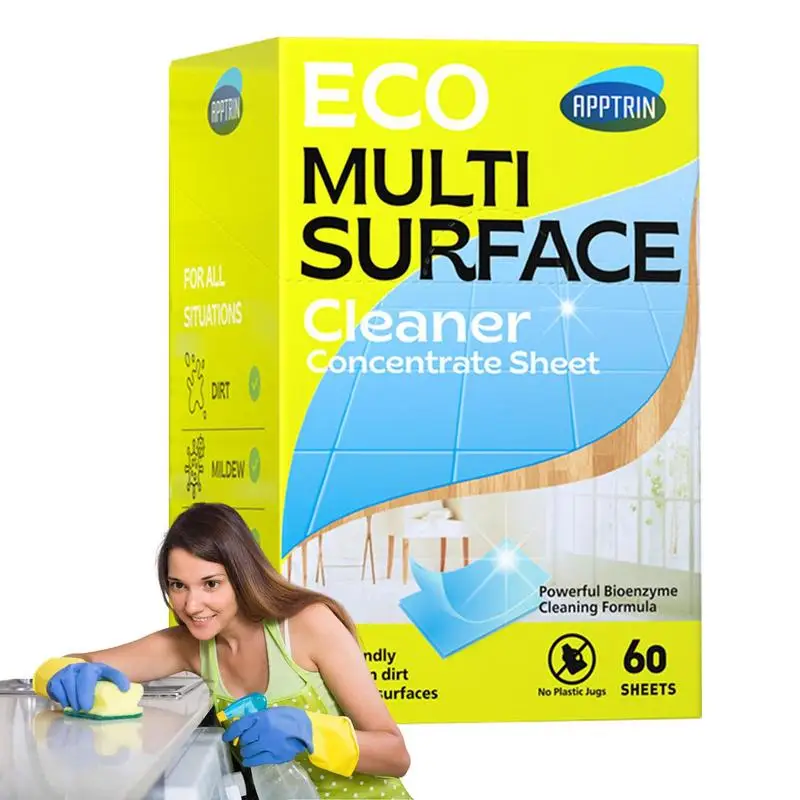 

60pc Floor Cleaning Sheet Multi-Effect Tile Cleaner Tablets Decontamination Moisture-Proof Dust Remove Tablet For Home Bathroom