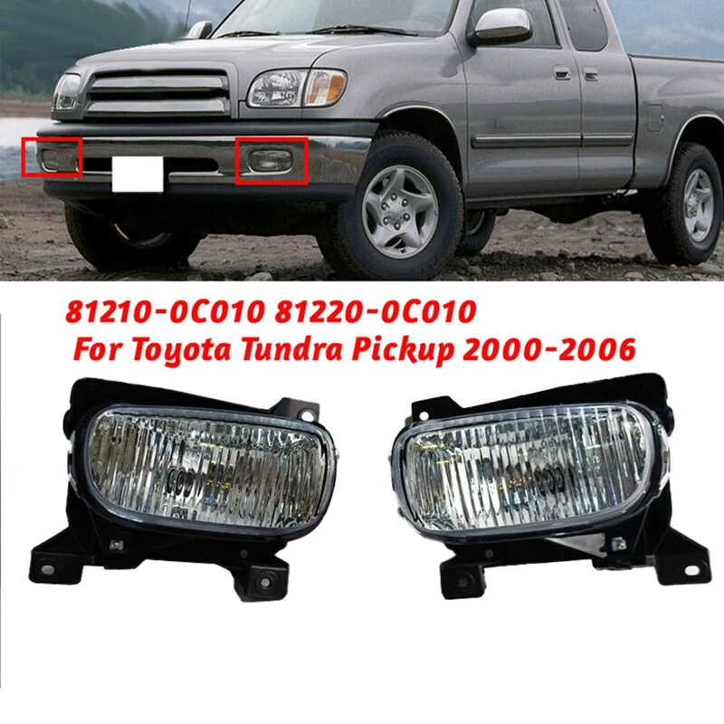 

1Pair Car Front Bumper Fog Light 81210-0C010 81220-0C010 For Toyota Pickup 2000-2006 Fog Lamps With Halogen Bulb