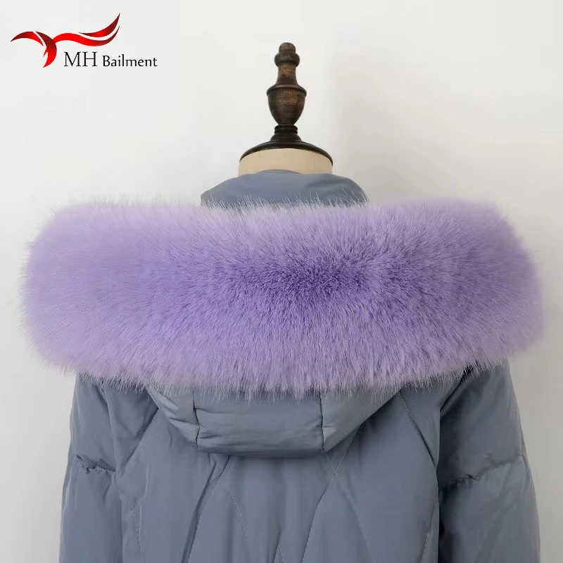 Women Scarf Winter Faux Fox Fur Collar Furry Warm Thicken Men Parka Coat Hood Fur Decor Fake Fur Shawl Luxury Scarves Fur Decor