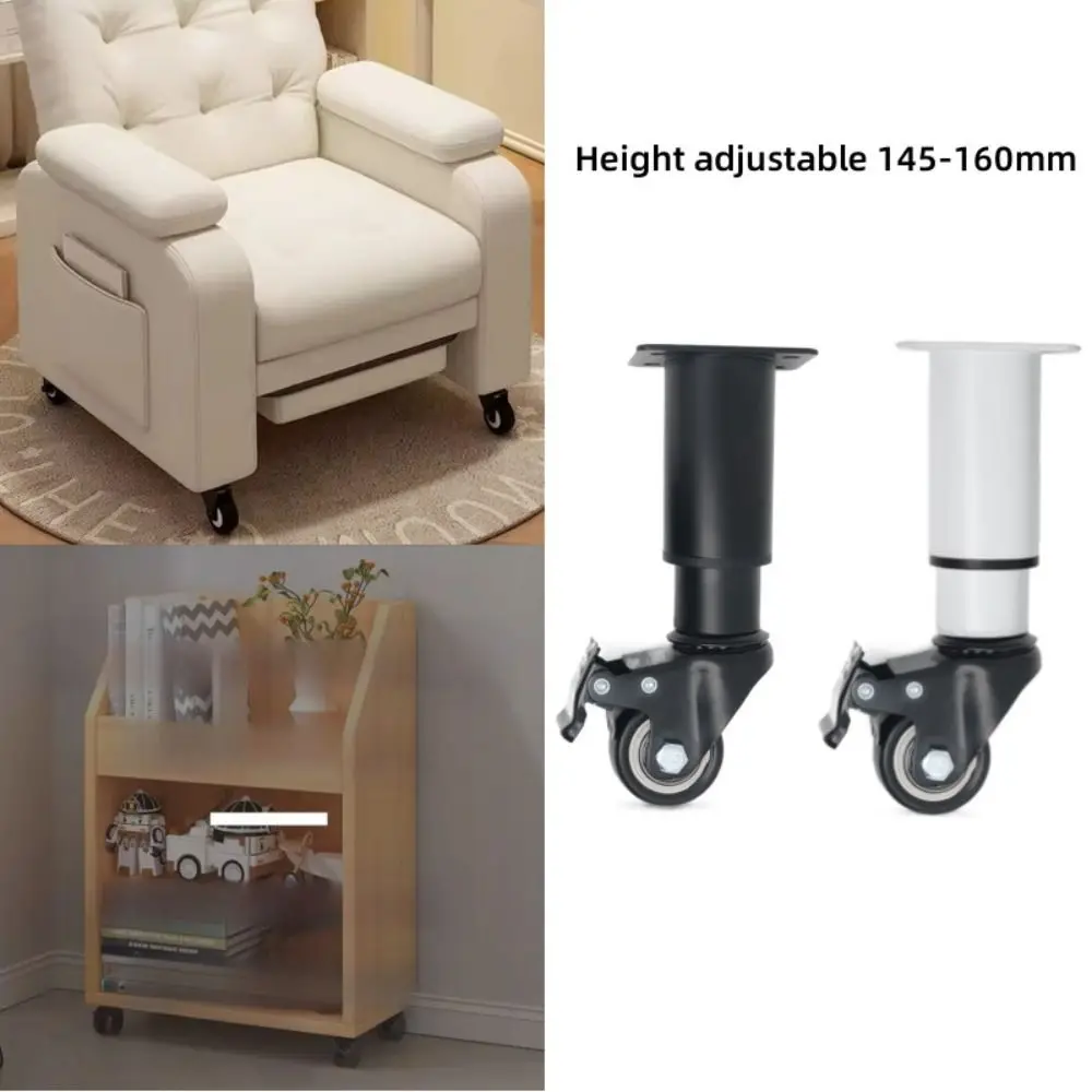 Durable Stainless Steel Table Wheels Adjustable Brake Belts Furniture Scalable Feet Heavy-Duty Rotating Wheels Desks