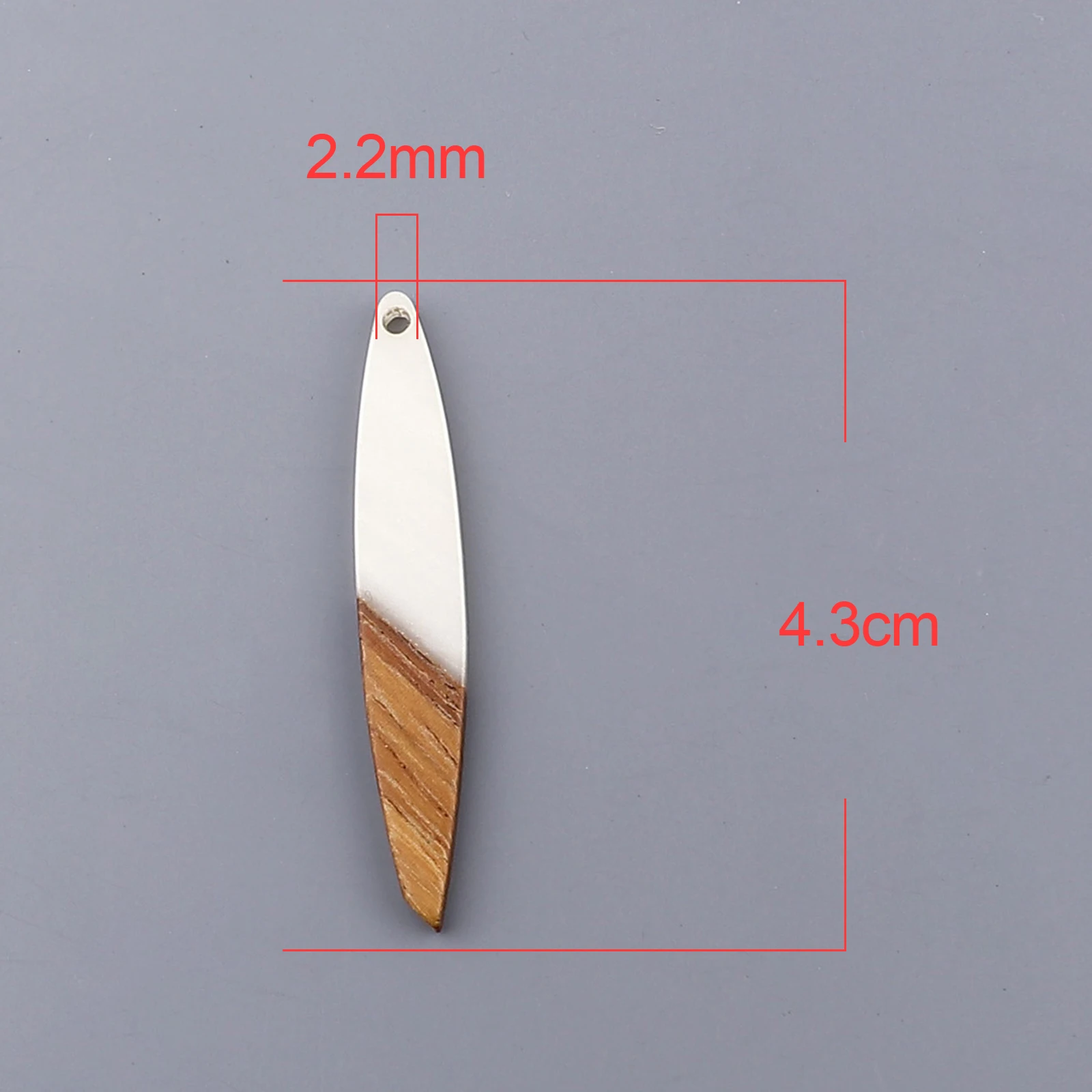 DoreenBeads Handmade Resin & Natural Wood Effect Resin Pendants Strip Geomtric Charms DIT Making Jewelry Gifts 4.3cmx0.7cm,3PCs