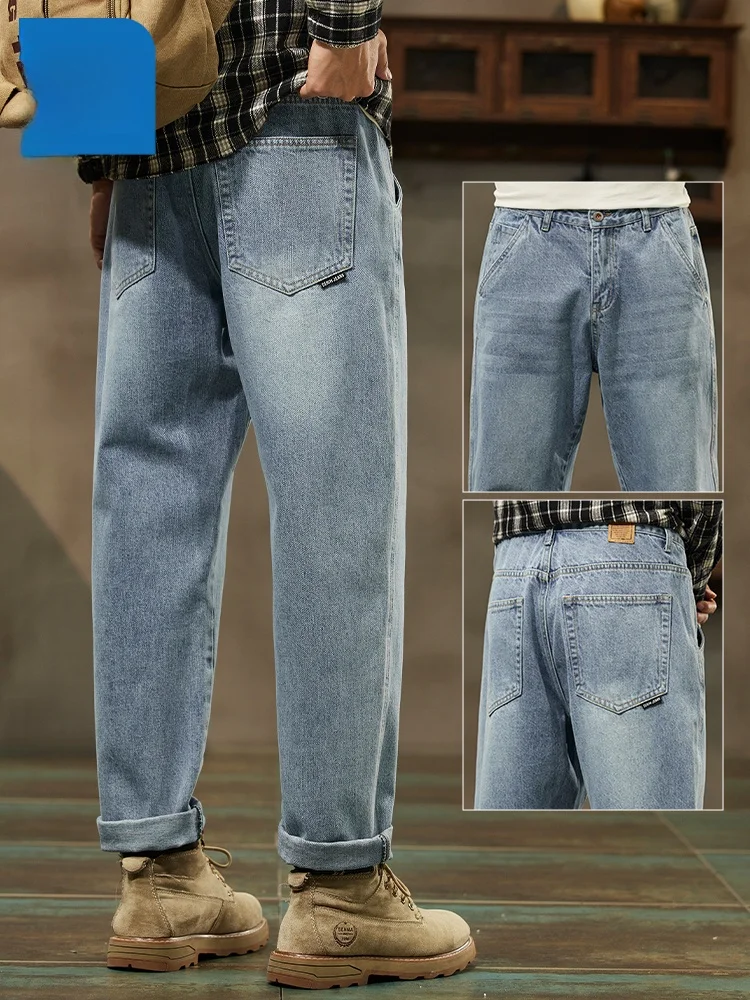 

Мужские джинсы прямого кроя Jeanswest: повседневные, свободные, классические, в американском ретро-стиле, длинные брюки, модная весенняя одежда