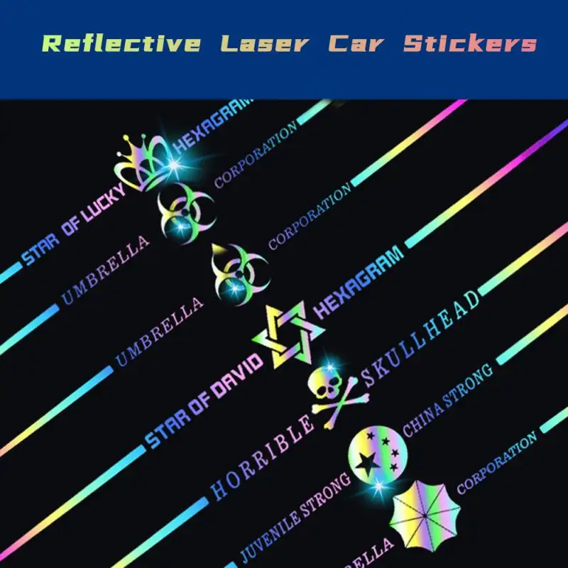 Reflective Laser Car Stickers Styling Car Door Body Waterproof Sunscreen Decals Car Decoration Stickers Decals For Auto Motorcyc