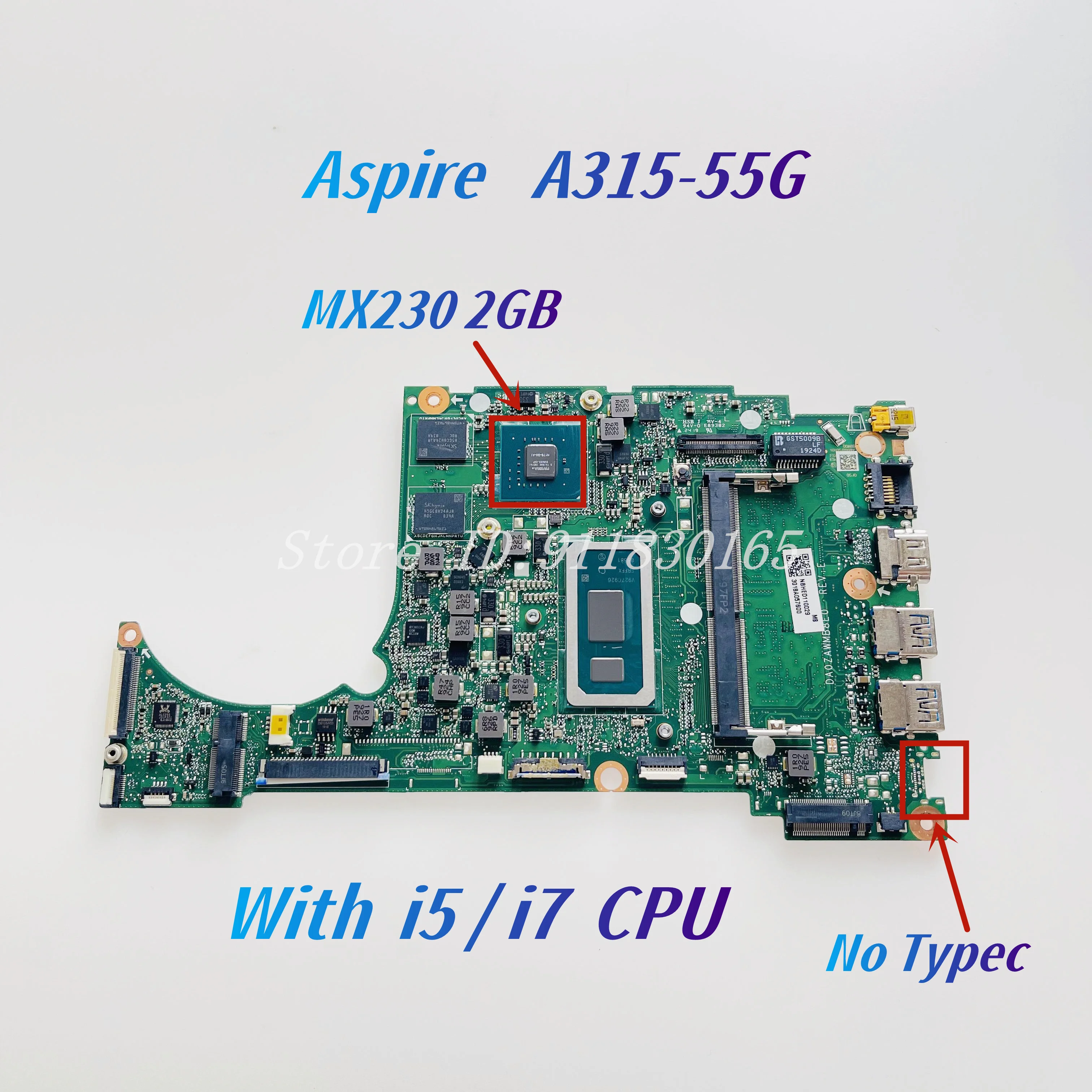 DA0ZAWMB8E0 DA0ZAWMB8G0 For Acer Aspire 3 A315-55 A315-55G Laptop Motherboard With i5 i7 CPU MX230 2GB GPU 4GB-RAM 100% work