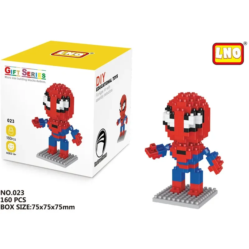 

Marvel Spiderman Anime Action Figure Building Blocks Children's Cartoon Figures Ironman Deadpool Bricks Kids Birthday Gift Toys