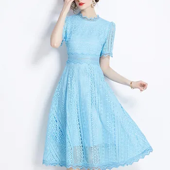 KEYANKETIAN 여성용 등 파인 레이스 업 민소매 데님 드레스, 시크한 멜빵 미니 스커트, 다크 블루, 여름 신상 