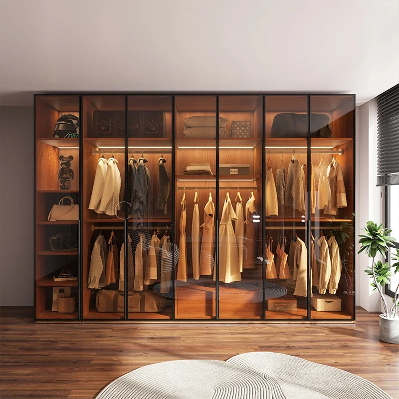 

Luxury Shelves Wardrobes home Living Room Storage Box Cupboards Gloss door clothes closet large-capacity Decor Bedroom Furniture