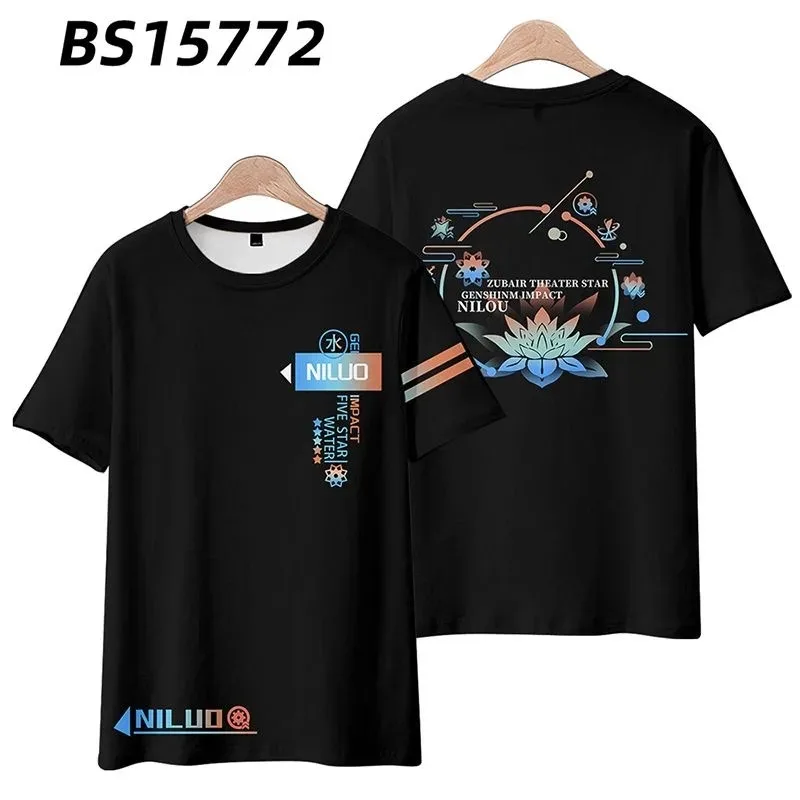 Genshin Impact Nilou Style 3D Printing T-shirt, round collar, short sleeve, kimono, popular game streetwear, summer fashion 2024