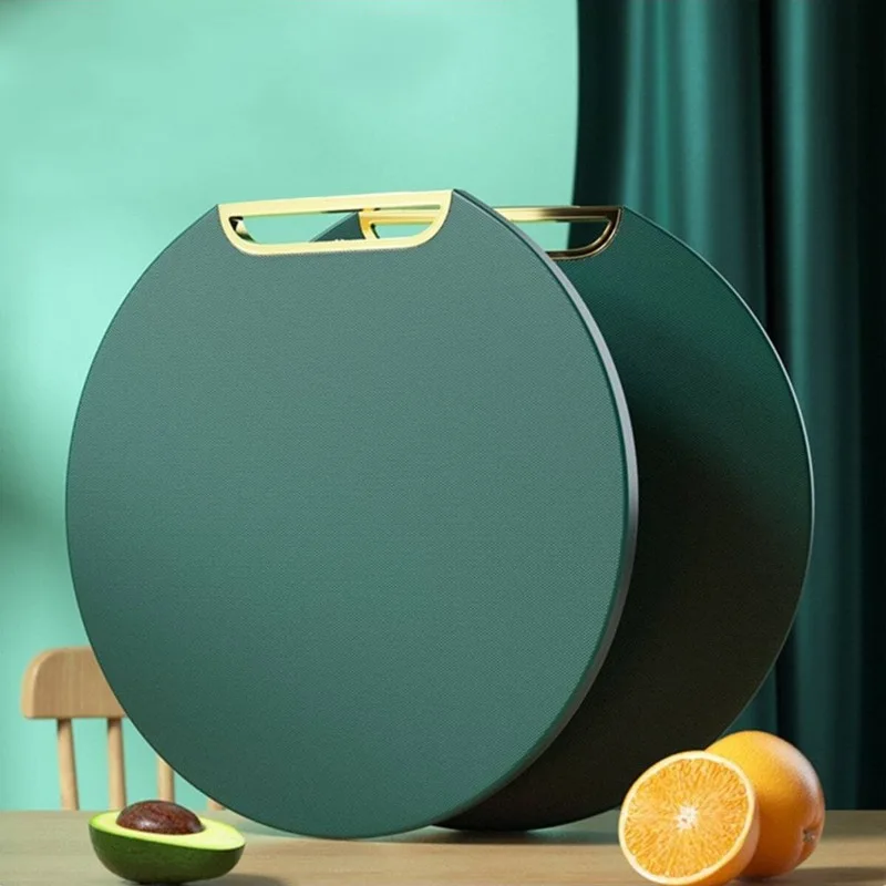 Anti-mildew PE Cutting Board Anti-skid Chop Bone Green Cutting Board Round Double-sided Chopping Board Kitchen Supplies