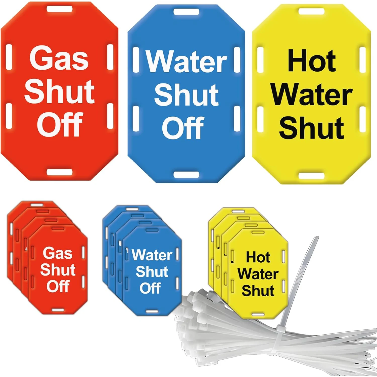 12Pcs Utility Tag Set Gas Shut Off Water Shut Off Hot Water Shut Off Valve Tags Plastic Valve Plumbing Identification Tags