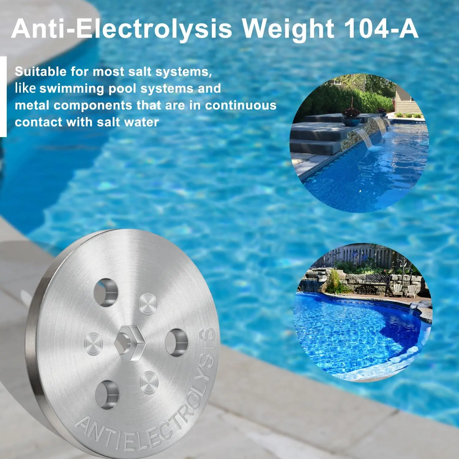 Anti-Electrolysis Weight 104-A for Salt System Swimming Pool Skimmer Basket Zinc Anode Weight for Passive Cathodic Protection