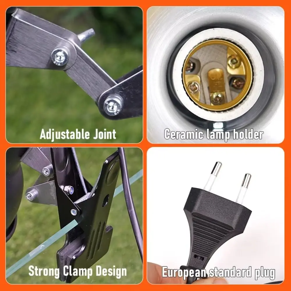 كليب على حامل مصباح السلاحف الفرح مصباح قابل للتعديل التدفئة Vivarium الزواحف مصباح الحرارة الزواحف الفرح ترموستات الحيوانات الأليفة الحرارة لمبة