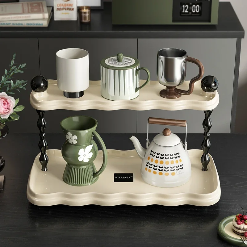 Cup Storage Shelf Desktop Water Cup Holder Bar Counter Coffee Tea Mug Light Luxury Advanced Medieval Finishing Shelf