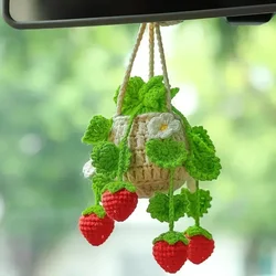 Cute Car Accessories,Car Mirror Decor Hanging, Handmade Crochet Car Accessories, Plant Basket Car Ornament Decorations Gift