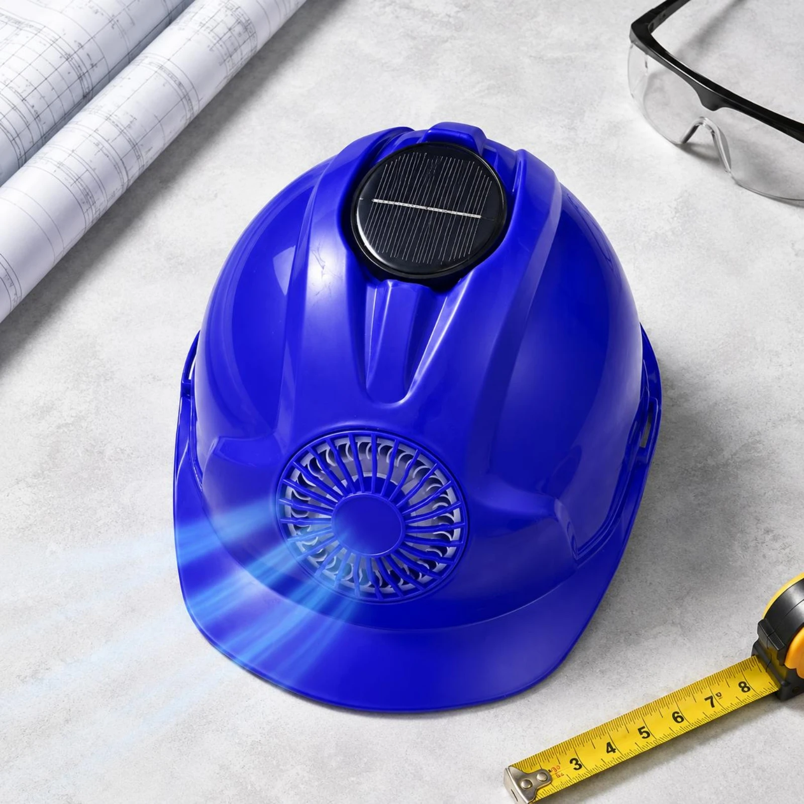 Renewable Energy Fan - Kühlender Sicherheitshelm mit Belüftung, Solar-Ventilator-Helm, Aufladbarer