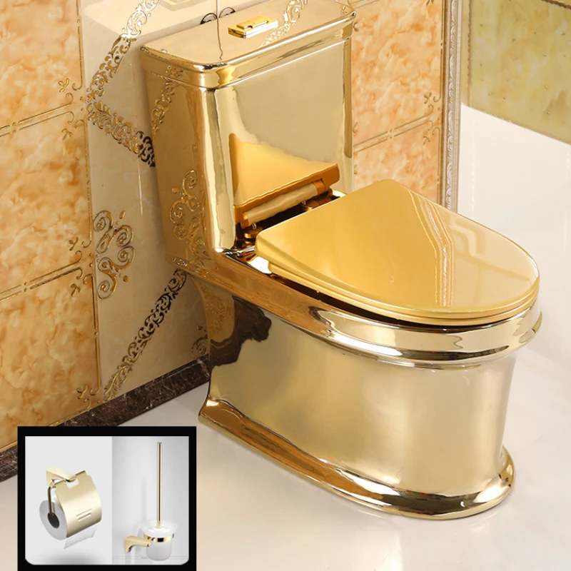 

Personalized tycoon gold flush toilet creative color toilet, odor resistant ceramic silent toilet, siphon super vortex type