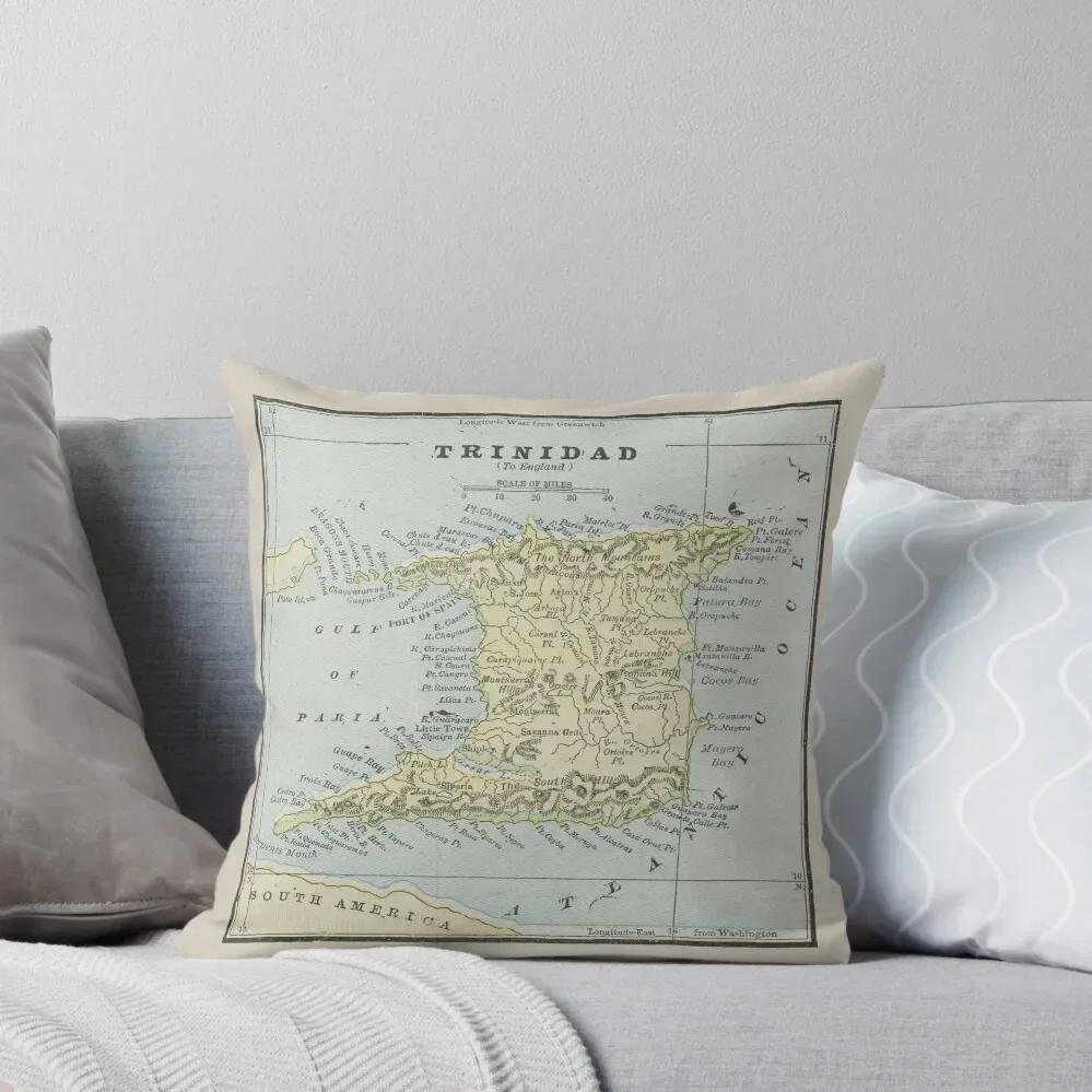 Vintage Trinidad Island Map (1901) Throw Pillow Embroidered Cushion Cover Christmas Throw Pillows Covers pillow