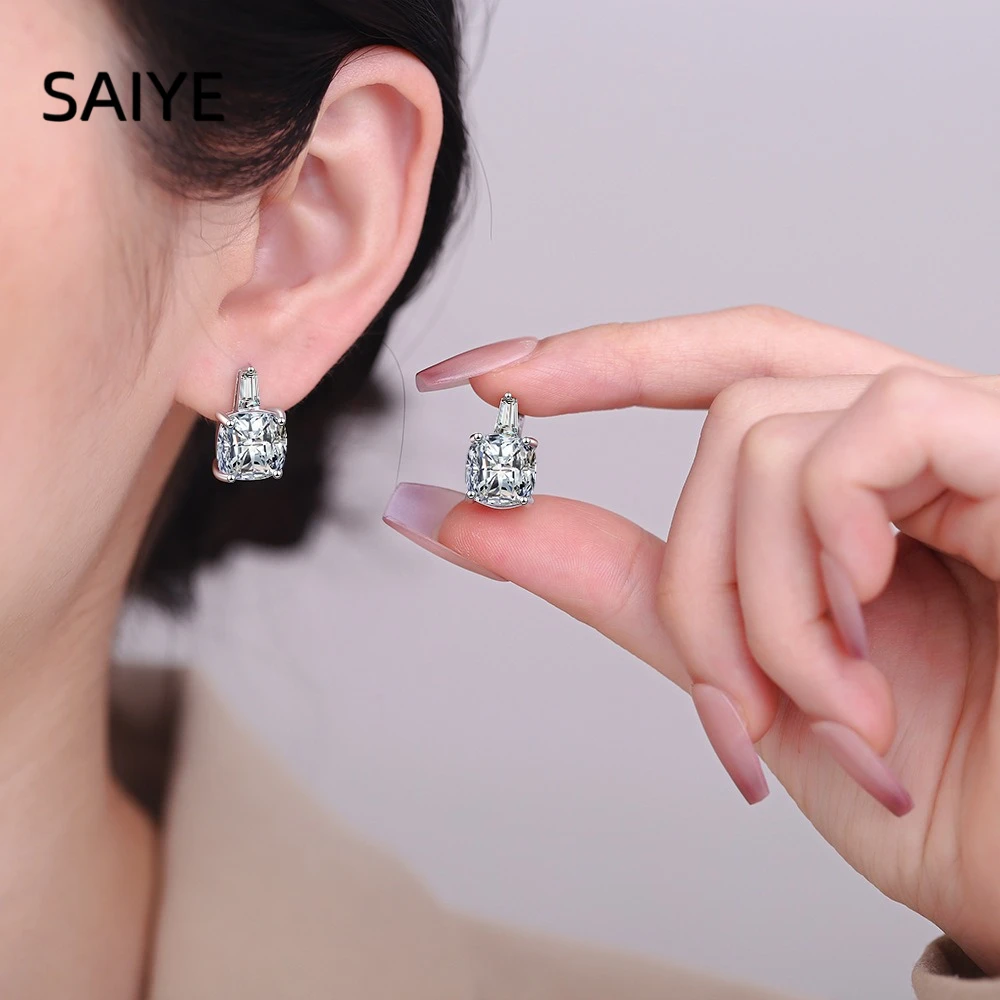 925 Sterling Silver Leverback Earrings for Women Square Cut Multi Color Cubic Zirconia Huggie Hoop Ear Buckle Party Jewelry Gift