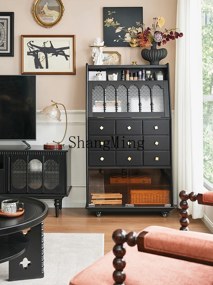 

ZYY retro removable side cabinet living room against the wall multi-functional locker dining room tea storage cabinet