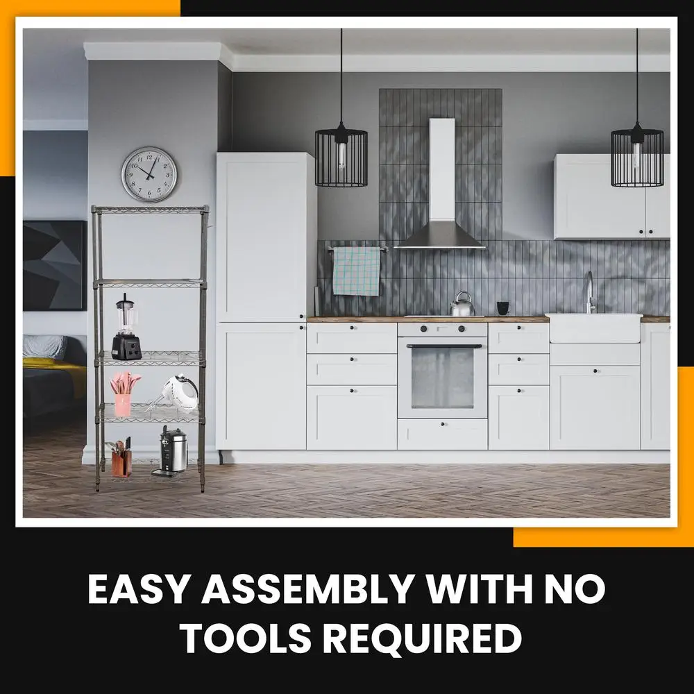 5-Tier Freestanding Adjustable Metal Shelving Unit Heavy Duty Steel Wire Shelf Storage Rack Home Garage Organization