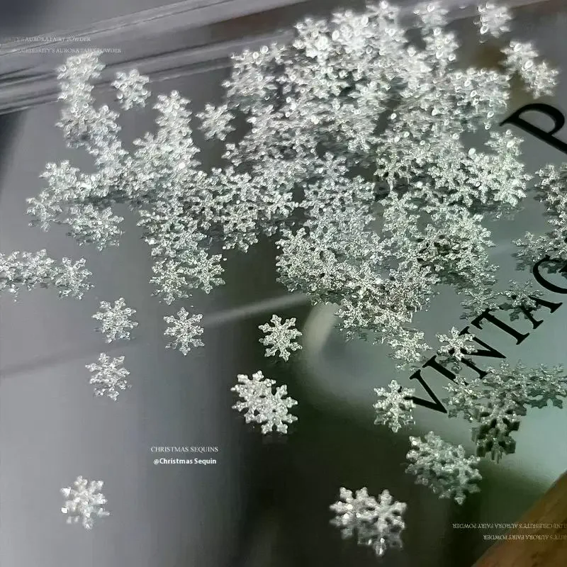 رقاقات الثلج الشتوية مسمار الترتر تألق رقائق عيد الميلاد Spangles مسمار الفن لاصقة تزيين نصائح مسمار سحر مانيكير صالون #2