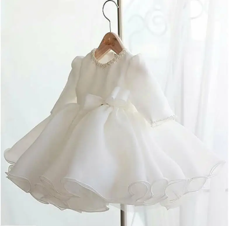 Long Sleeve Baby Girl Dress Baptism Dresses for Girls 1st year birthday party wedding Gown Christening baby infant clothing