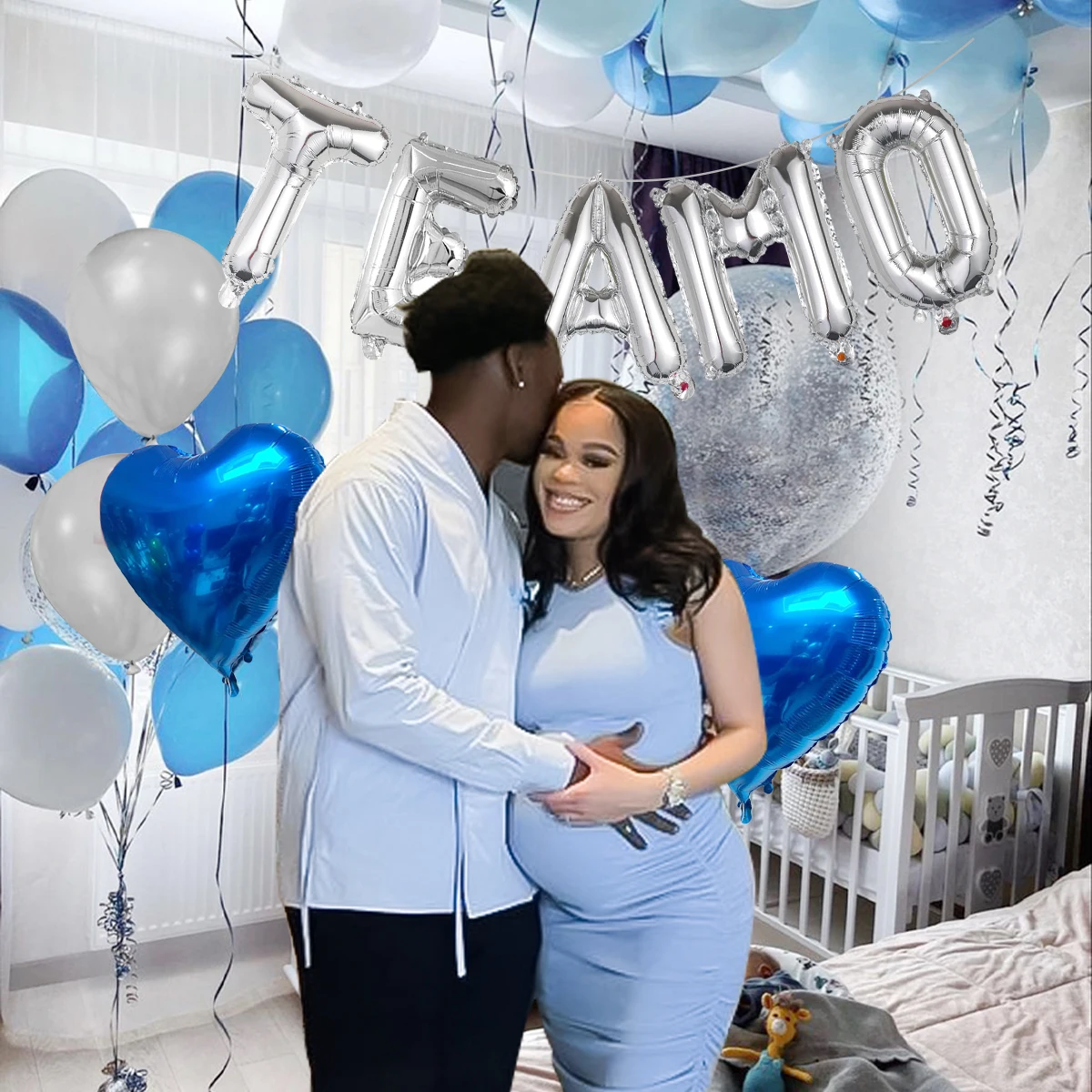 42pcs blue and silver TE Amo balloon set, I love you balloons for Valentine's Day, wedding, anniversary, birthday decoration.