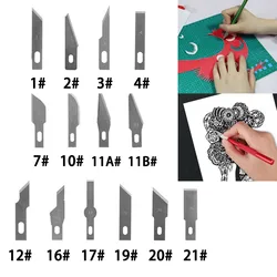 10Pcs Carving Blade Replaceable 1/2/3/4/7/10/11A/11B/12/16/17/19/20/21 Silver DIY Hand Tools Craft-Scalpel Multifunction Blade