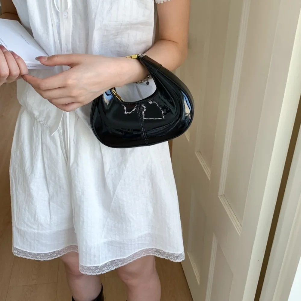 

Trendy Solid Color Half-moon Crescent Bag Simple Y2k Pu Leather Handbag Leisure Versatile Women's Coin Purses Ladies
