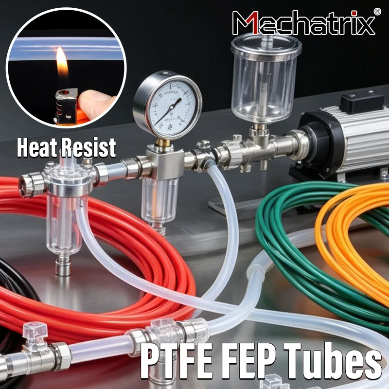 2~10M 600V 3KV PTFE FEP Tubes ID 1 2 2.5 3 4 5 6 7 8 10mm Multiple Sizes High Temperature Resistant F46 Hard Pipe For 3D Printer