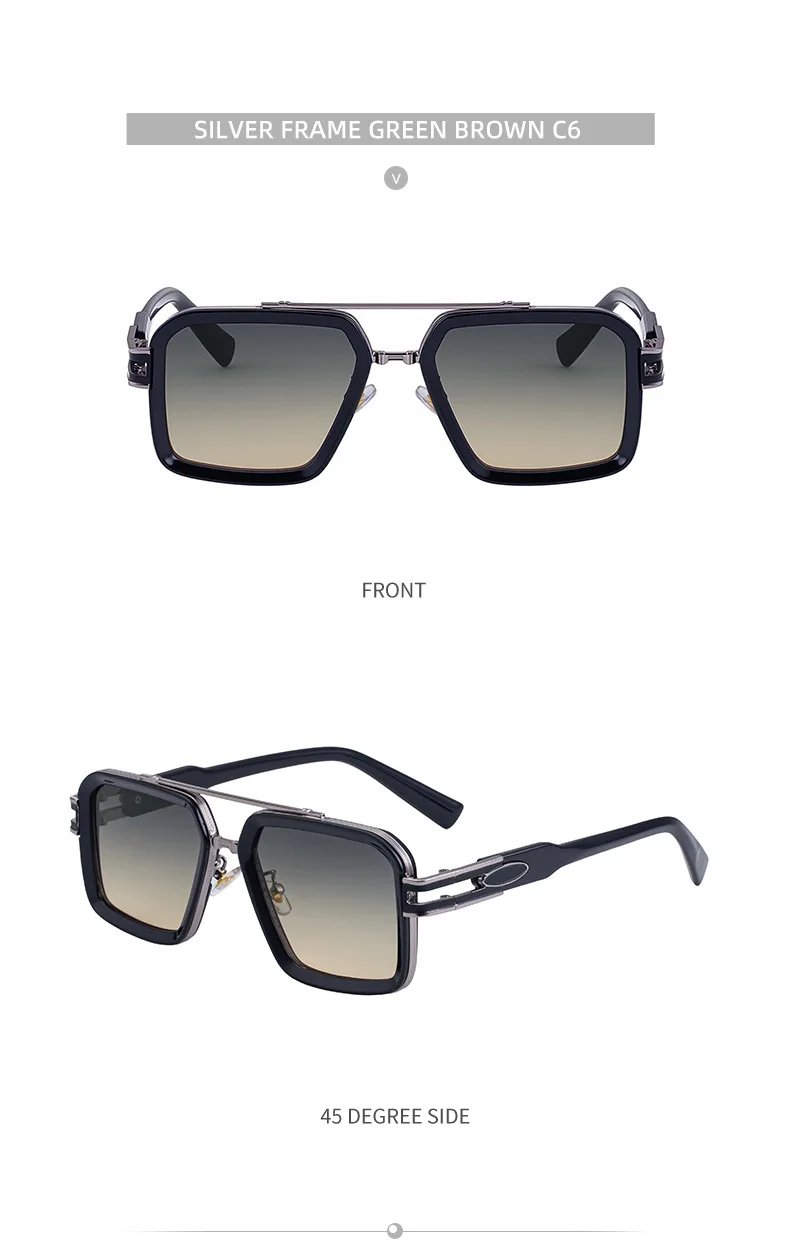 Übergroße Steampunk Quadratische Sonnenbrille für Herren, Luxusmarke 2026, Vintage Outdoor-Fahrsonnenbrille, Trendige Doppelbrücken-Sonnenbrille – Detail 14