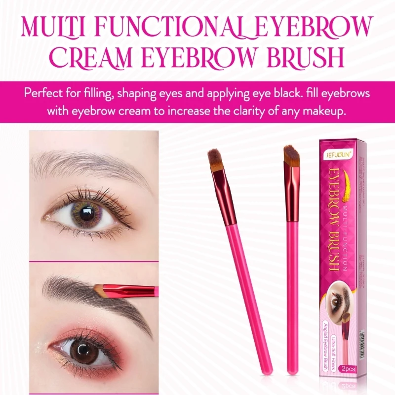 Multifunction Eyebrow Brush,4D Hair Stroke Brow Stamp Brush,2Pcs Makeup Brush Dropship