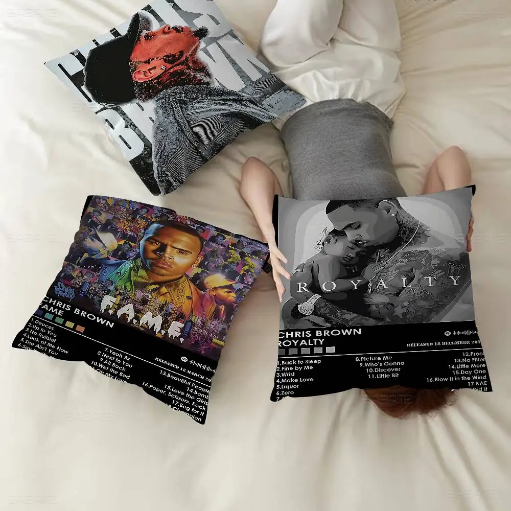 

Chris Brown Rapper Classic Maple Design Cushion Cover Happy Autumn Harvest Decor Holiday Decorati Pillow Cover