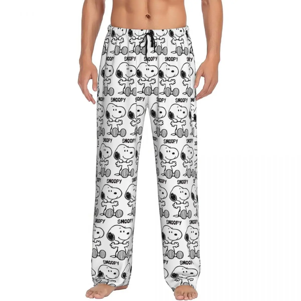 

Custom Cartoon Snoopy Woodstock Anime Dog Pajama Pants Sleepwear Men's Elastic Waistband Sleep Lounge Bottoms with Pockets