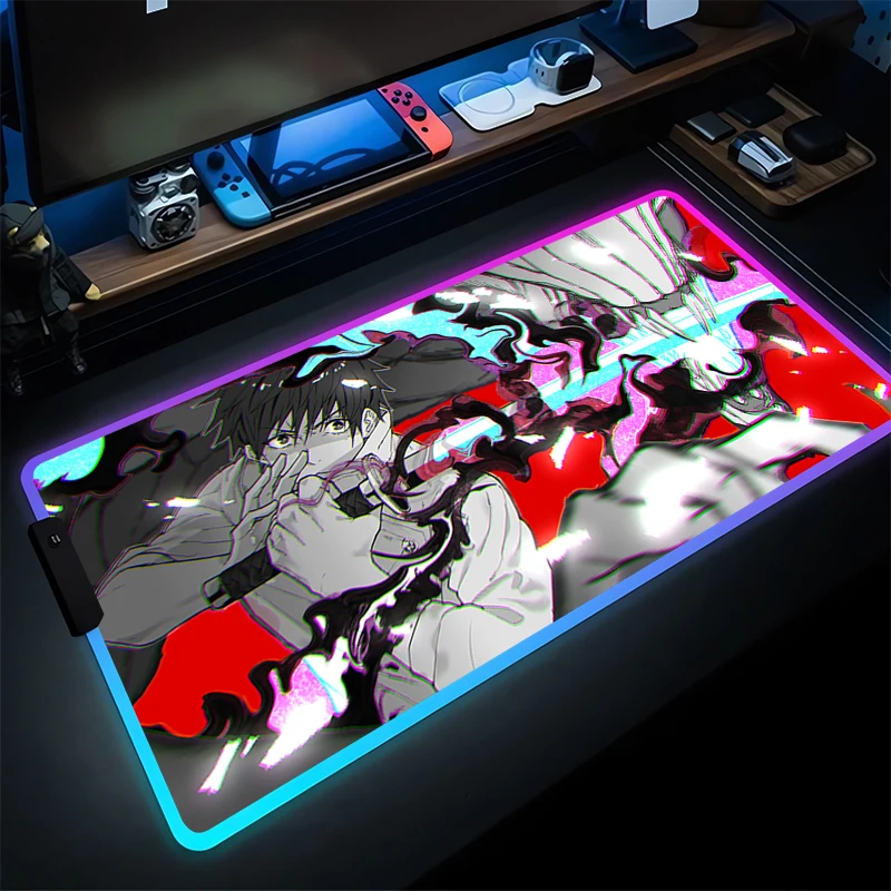 

Mouse Pad LED Gaming Accessories RGB PC Computer J-jujutsu K-kaisen Yuta Keyboard Pad Anime Gamer Desk Mat Alfombrilla Mousepad