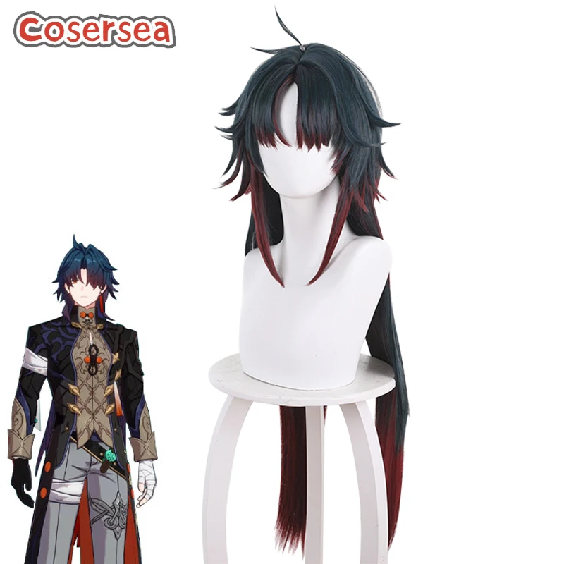 Cosersea Blade Cosplay Wigs Honkai: Star Rail Blade 82cm Long Blue Gradient Red Men Wig With Cap Synthetic Hair Heat Resistant