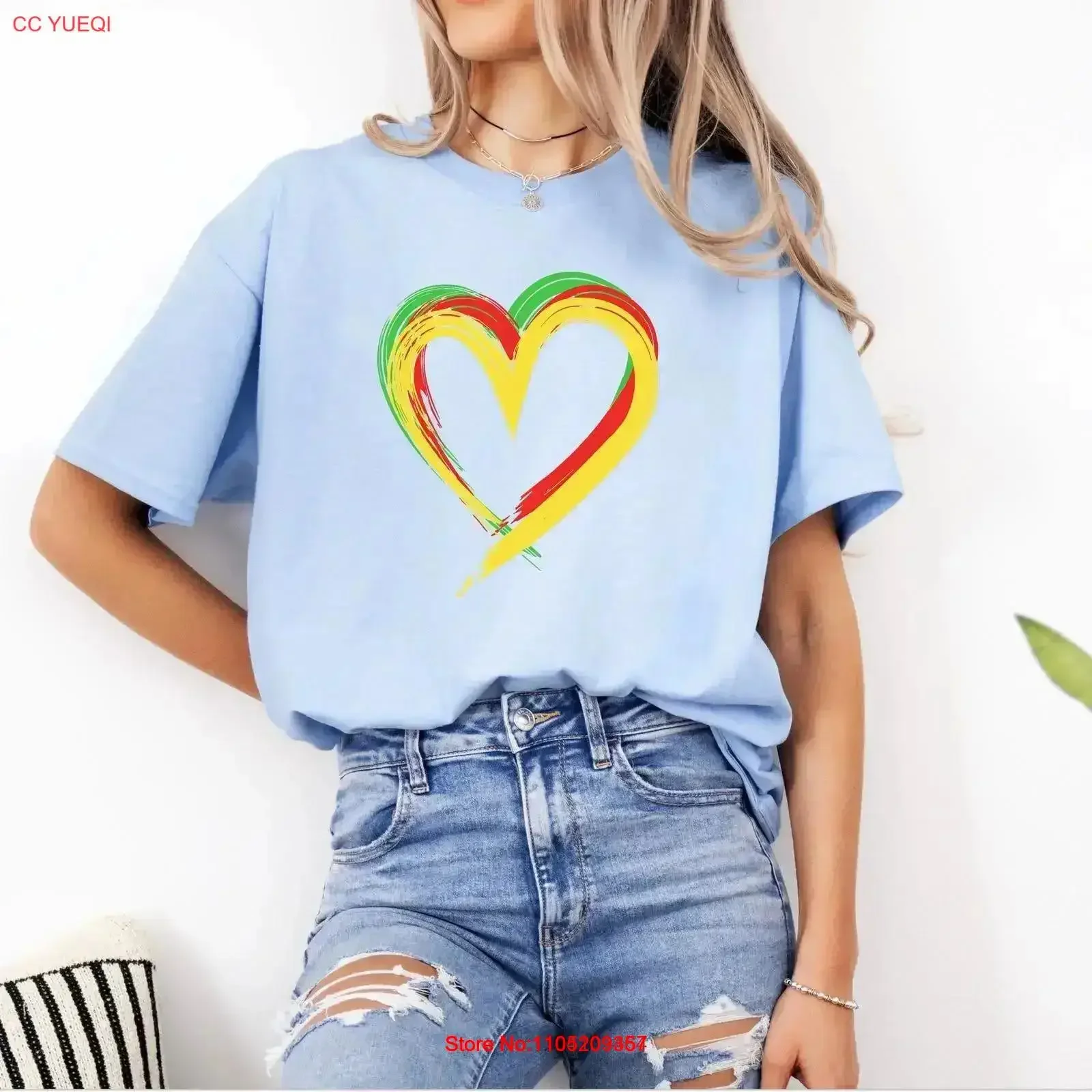 الراستا القلب تي شيرت فرشاة السكتة الدماغية الحب تصميم الريغي نمط أحمر أصفر أخضر آر تي السلام الوحدة رمز نابضة بالحياة بوهو الملابس خمر