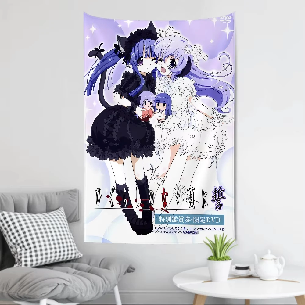 

Higurashi When They Cry Cartoon Tapestry Room Decor Wall Hanging Cloth Party Background Room Decor Baby Room Tapestry Gift