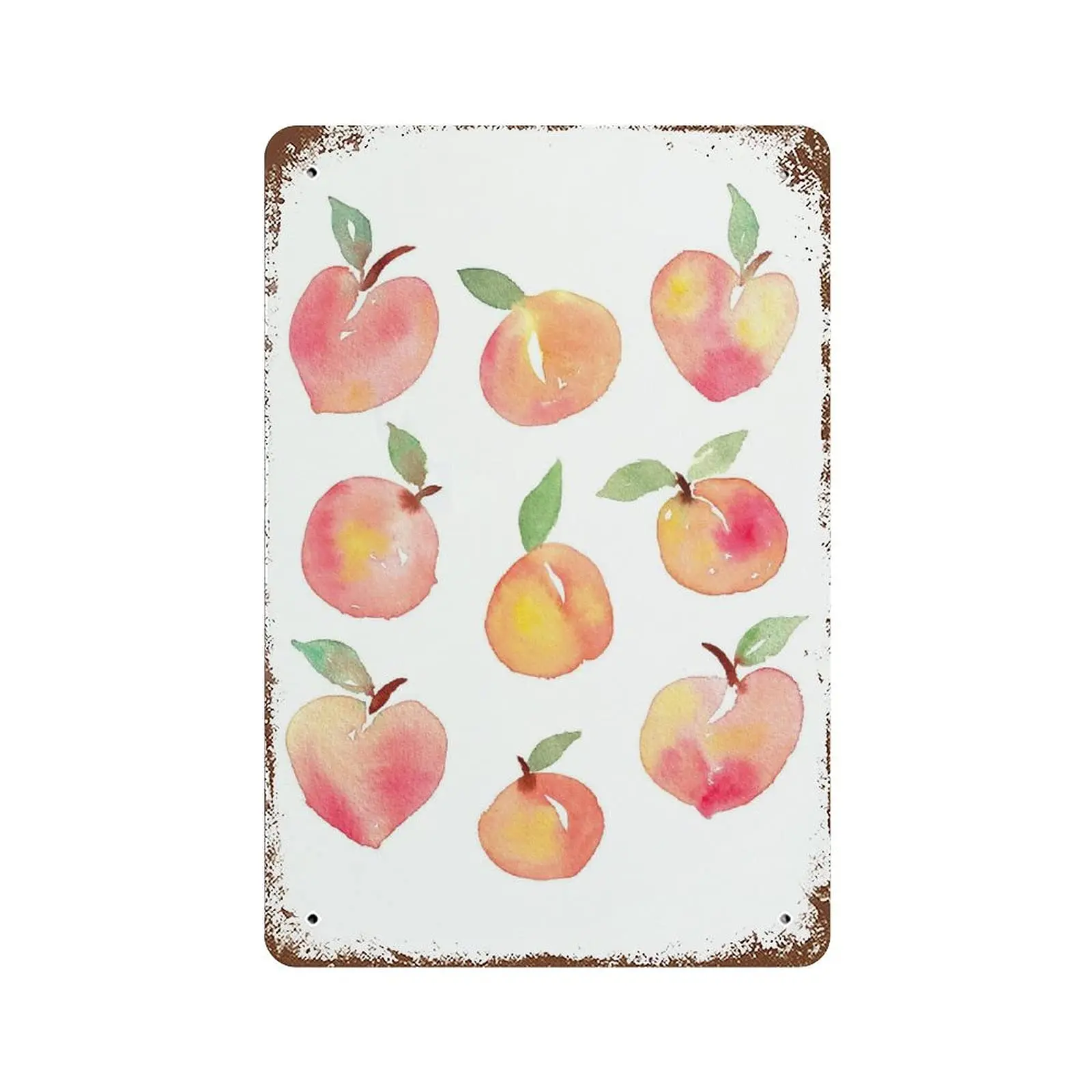 

Dreacoss Metal tin Sign，Retro Style， Novelty Poster，Iron Painting，Peach Tin Sign, Abstract Fruit, Summer Art Print, Home Decor,