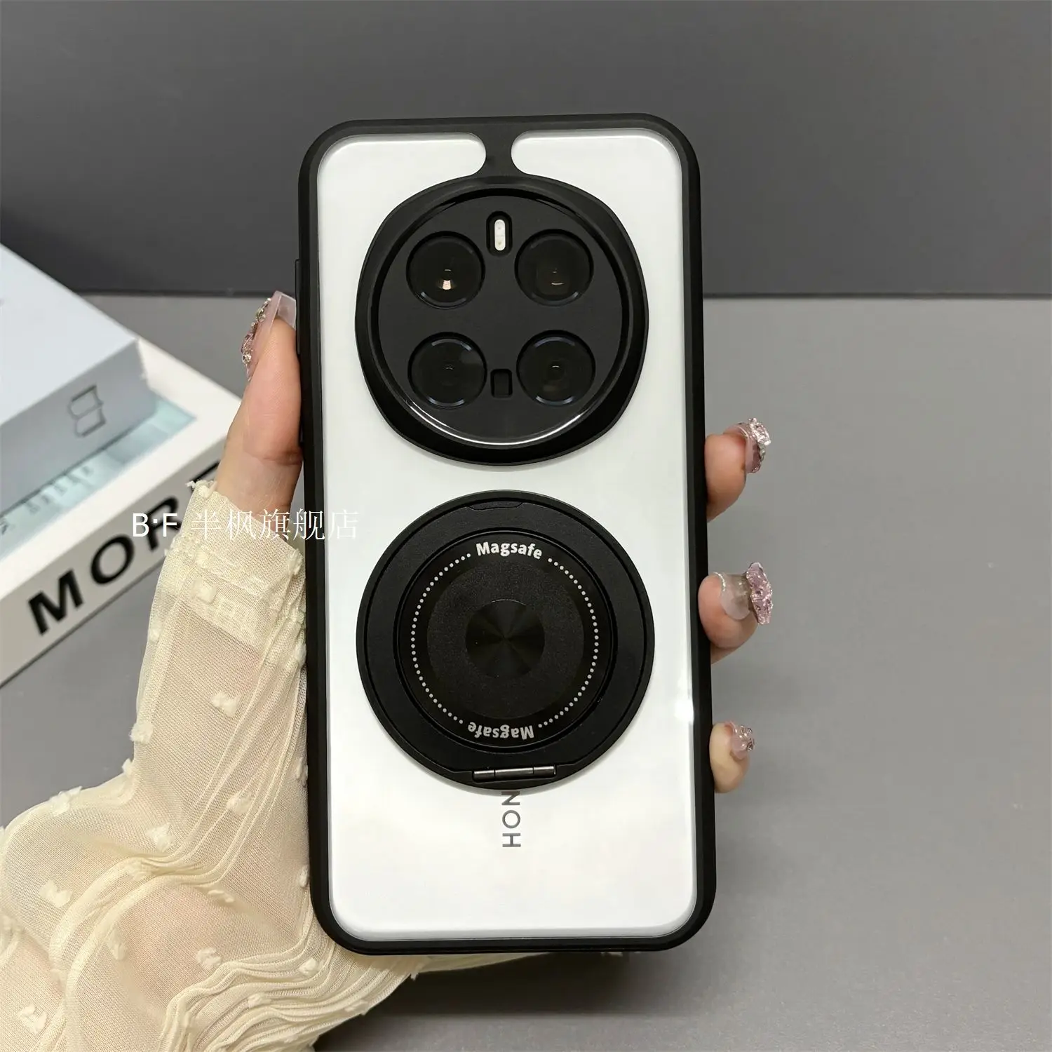 

For Honor Magic 7 6 5 Pro 7 6 Lite Case Simple 360° Rotating Stand Transparent Acrylic Anti-drop Cover For Honor Magic7 6 Lite