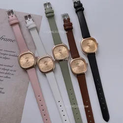 New Luxury Women Brown Small Watches Versatile Thin Strap Leather Band Ladies Quartz Watch Wristwatch Clock Reloj Mujer