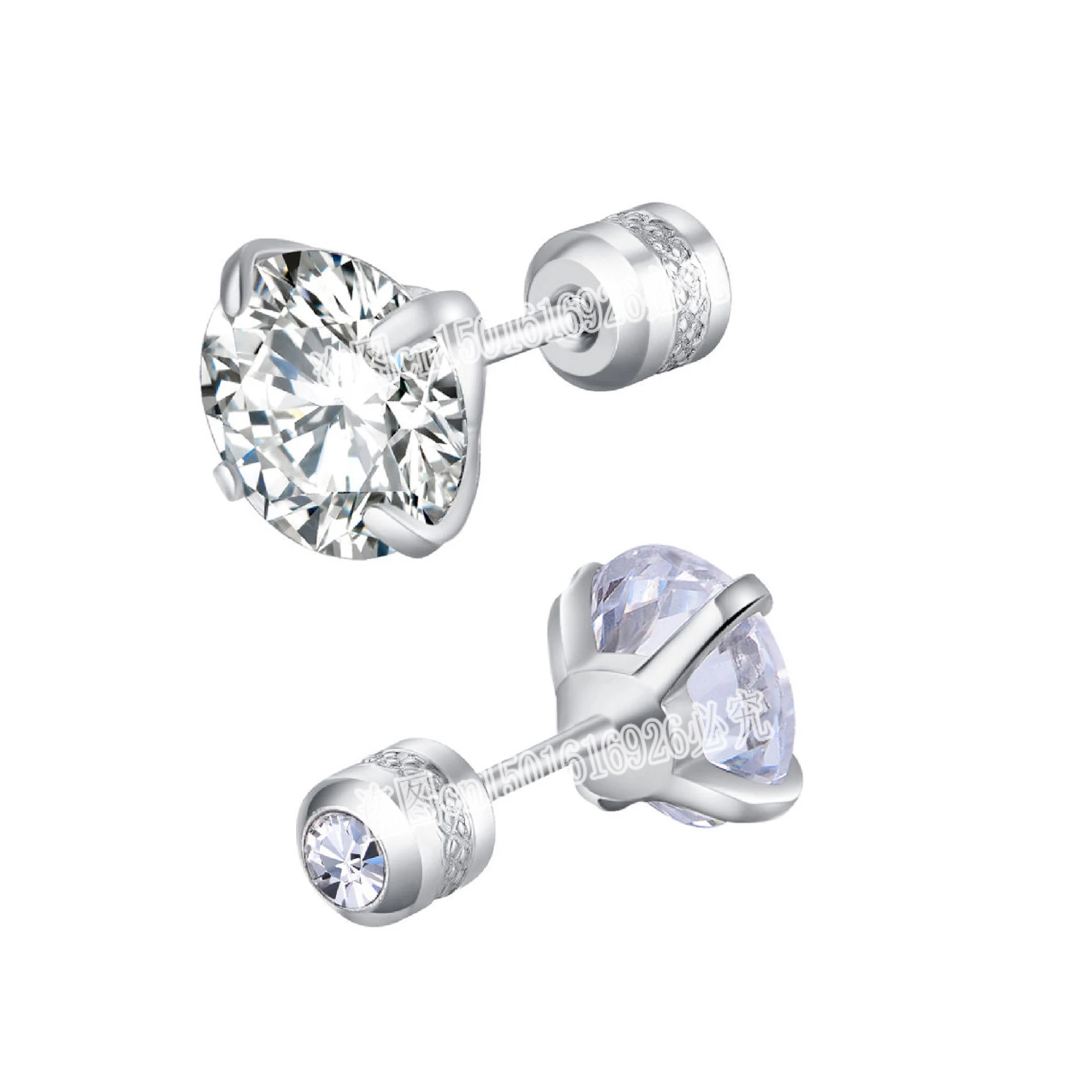 TOP 4 Color Titanium Steel Stud Earrings for Men Women CZ Zircon Screw Silver Black Rose Golden Earring Best Gift Jewelry