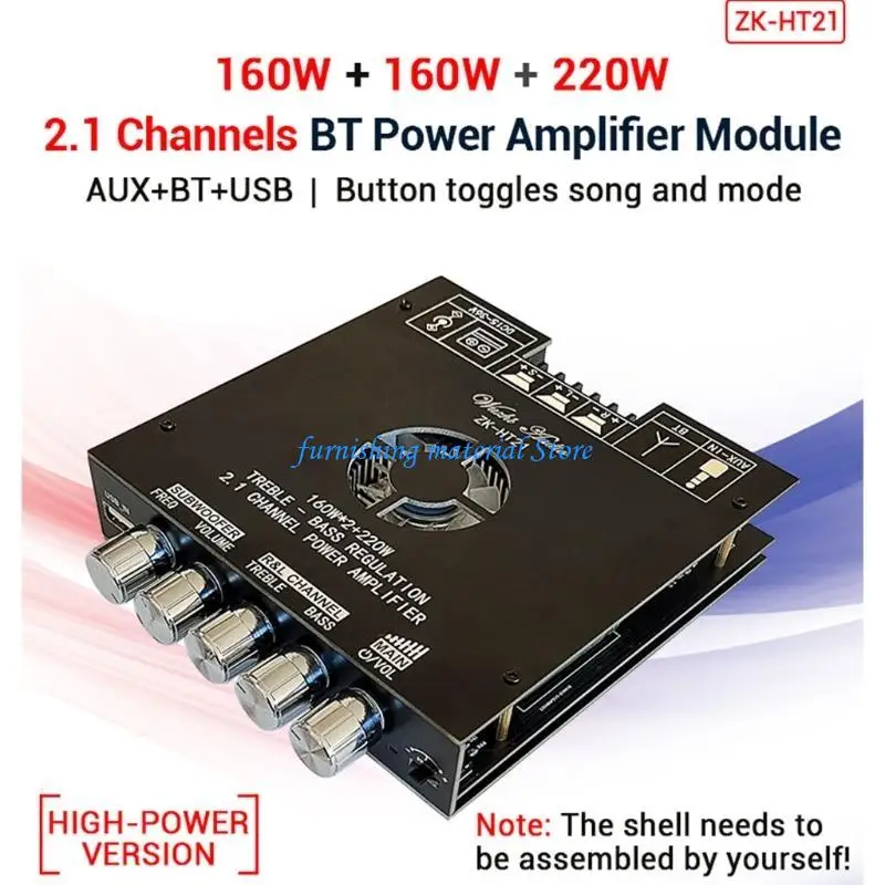 

Y5GD Subwoofer Amplifier Board 160W+160W+220W with Treble & Bass Control BT 5.0
