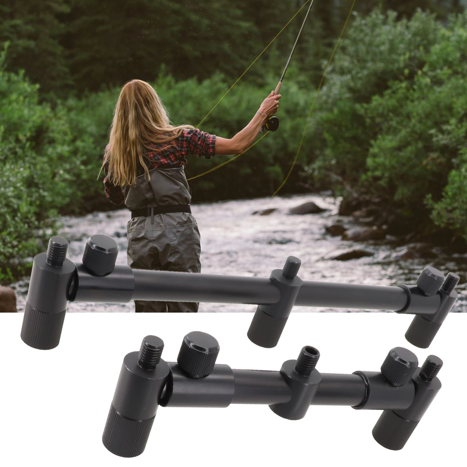 Extendable Aluminum Alloy Carp Fishing Rod Rest Holder For Bite Alarm Bankstick 2 3 Heads Black Outdoor Fishing Equipment view 3