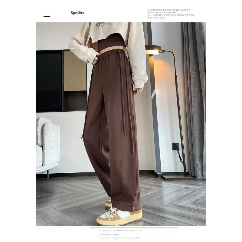 Pantaloni a gamba larga con coulisse delle nuove donne Primavera e autunno Pantaloni a banana dritti drappeggiati Pantaloni sportivi casual femminili alla moda