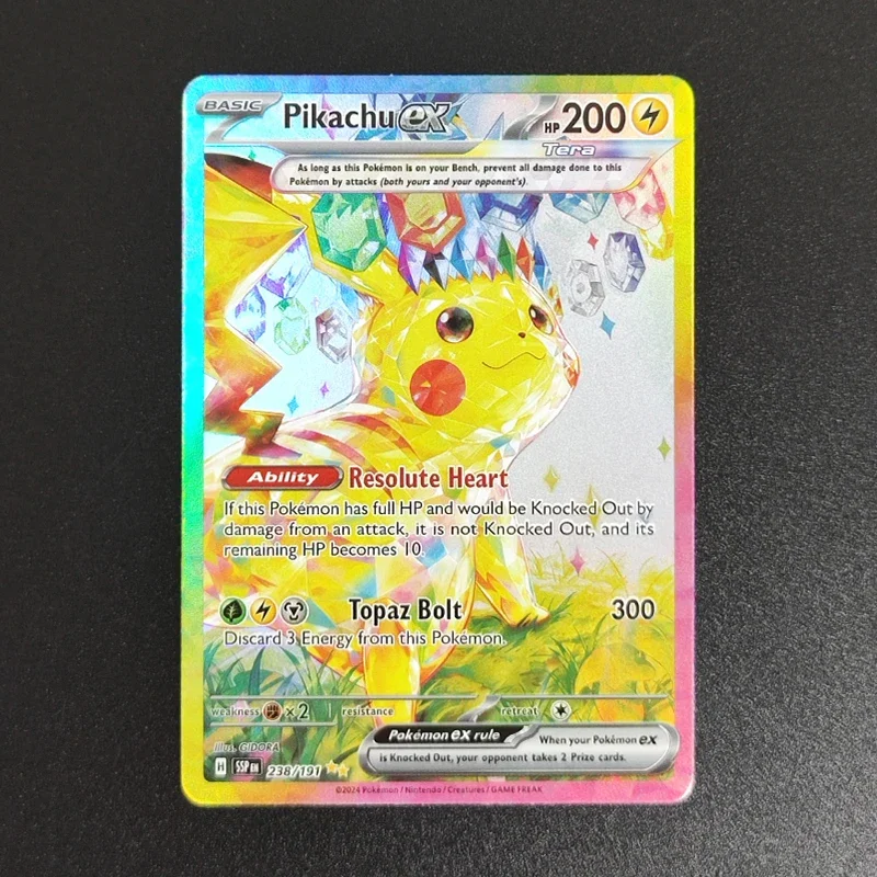 

Коллекционная карточка PTCG Proxy 2024 P.M EN Pikachu EX 238, редкая, классическая, аниме-карточка, подарок, игрушка