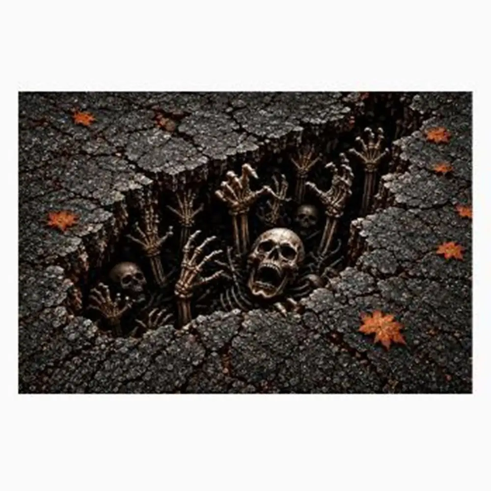 Foot Mat Halloween Optical Illusion Rug 3D Quick Dry Bathroom Carpet Water-Absorbing Abrasion-Resistant Home Floor Mat Bathroom